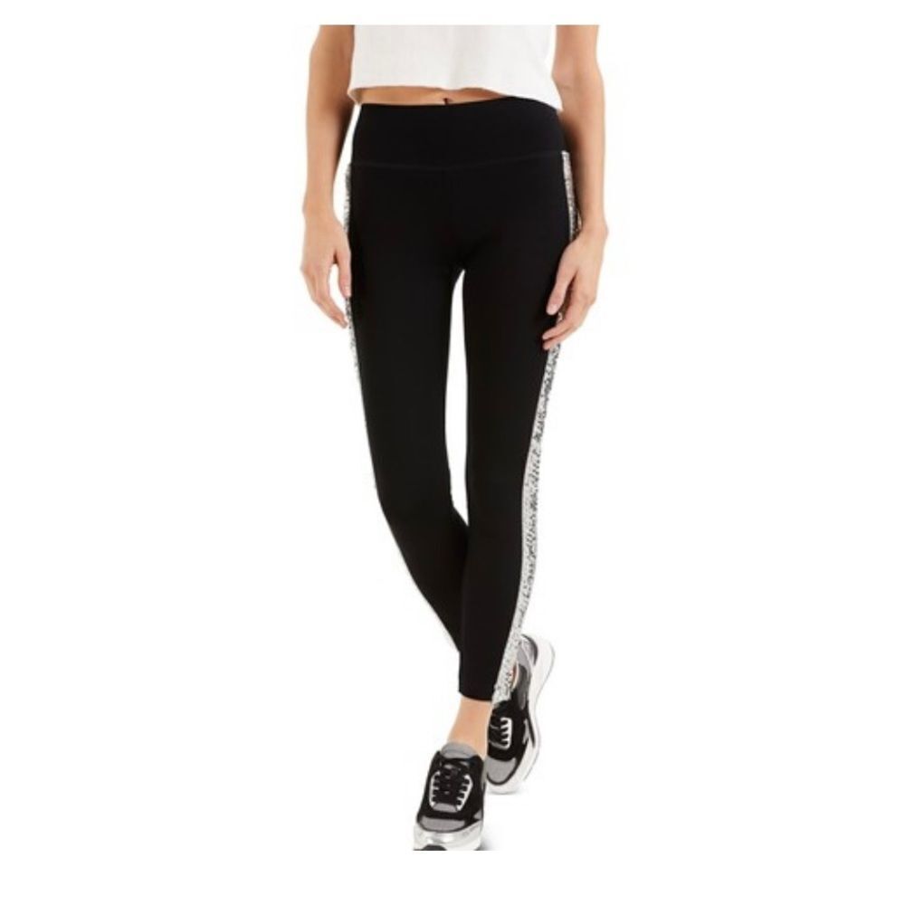 INC International Concepts Black Silver Sequin Trim Pull On Ponte Pants Plus 26W